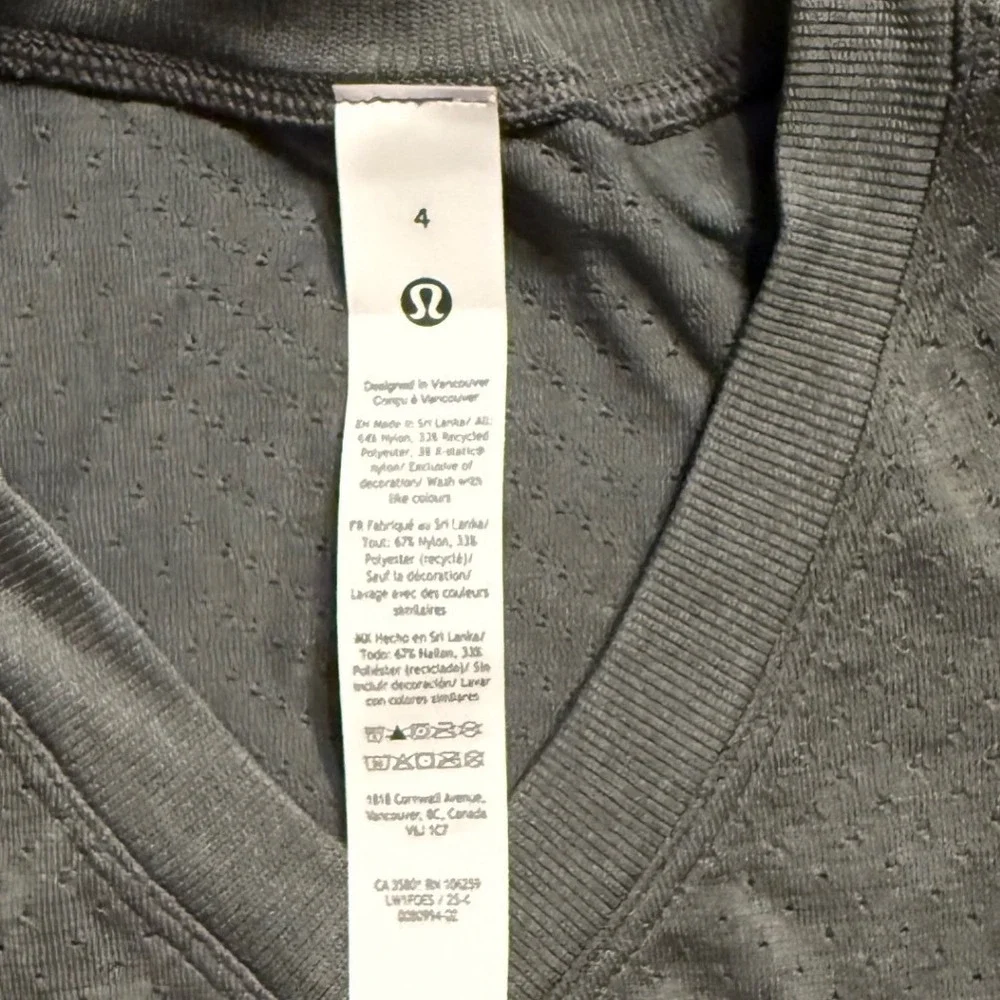 Lululemon Swiftly Open-Hole V-Neck Tank Top Size 4 NWOT
